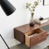 TV Cabinet With Chinese Changhong Glass Doors, Two Drawer Storage Space TV Standing - Walnut - Image 5