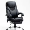 Massage Reclining Office Chair With Footrest, High Back Computer Chair Home Desk Ergonomic Executive Office Chair With Armrests, Adjustable Height - Black - Image 13