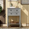 Narrow Console Table, Slim Sofa Table With Three Storage Drawers And Bottom Shelf For Living Room, Easy Assembly - Gray Wash - Image 3