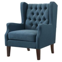 Irwin - Linen Button Tufted Wingback Chair - Blue