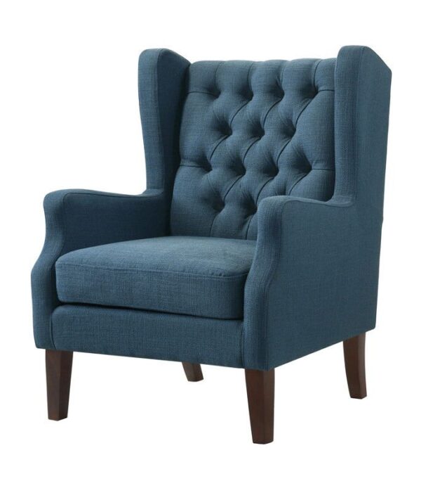 Irwin - Linen Button Tufted Wingback Chair - Blue