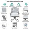 Outdoor Aluminum Swivel Rocker Dining Chairs With Cushions (Set of 2) - Golden Gauze - Image 7