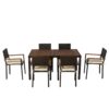 7 Piece Outdoor Patio Wicker Dining Set Patio Wicker Furniture Dining Set With Top - Brown / Cream - Image 11