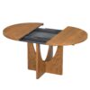 Topmax - 5 Piece Modern Extendable Round Dining Table Set With Removable Leaf For Small Places - Walnut / Beige - Image 11