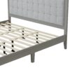 King Size Mid Century Solid Wood Platform Bed With Upholstered Headboard - Gray - Image 8