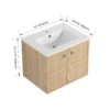 24" Wall Mounted Bathroom Vanity With Ceramic Sink And 2 Soft Closing Doors - Oak - Image 3