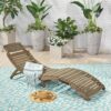 Lahaina - Wood Foldable Chaise Lounge Acacia Outdoor Relaxation Chair - Gray - Image 4