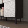 Modern Sideboard Buffet Cabinet With Red Doors And Unique Panel Styling - Black - Image 11
