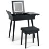 Makeup Vanity Desk With Flip Top Mirror And LED Light, Dressing Table With Charging Station, 2 Drawers And Fold Up Panel, Vanity Set With Cushioned Stool For Bedroom - Black - Image 14