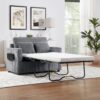 Twin Size Sofa Bed Sleeper Sofa Loveseat Sofa With Foldable Mattress, USB Ports, Side Table & Storage Pocket - Gray - Image 7