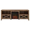 Industrial Farmhouse Metal Mesh Drop Down X Door 70" Fireplace TV Stand For 80" TVs - Rustic Oak - Image 3