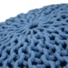 Nikki - Hand Knit Round Pouf - Blue / Navy Blue - Image 3