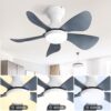 29" Small Ceiling Fan Flush Mount 5 Reversible ABS Blades With Led Dimmable Light - White - Image 3