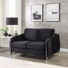 Hathaway - Velvet Modern Chic Loveseat Couch - Black - Image 4