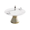 53.15" Modern Artificial Stone Round Carbon Steel Base Dining Table, Can Accommodate 6 People - White - Image 8