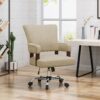 Zealous - Upholstered Office Chair With Curved Arms And Nailhead Accents - Wheat - Image 2