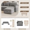 Chenille Modular Sectional Sofa, U Shaped Reversible Couch, Free Combination, 6 Seat Sleeper Sofa Bed With Ottoman, Convertible Oversized Indoor Furniture - Gray - Image 16