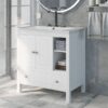 Bathroom Vanity With Sink, Bathroom Storage Cabinet With Doors And Drawers, Solid Wood Frame, Ceramic Sink - White - Image 3