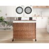 Laundry Hamper With Lid PE Rattan Powder Coating Frame Clothes Hampers With 2 Removable Bags, Wheels, 160L - Brown - Image 49