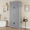 Elegant Storage Cabinet With Multi Functional Space, 2 Drawers With Slide Rails, Adjustable Shelf - Gray - Image 5