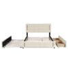 Queen Size Upholstered Platform Bed With Trundle And Drawers - Beige - Image 9