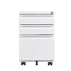 Modern 3 Drawer Mobile Filing Cabinet With Lock, Metal Office Storage, Legal / Letter Size - White - Image 6