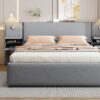 Queen Size Upholstered Platform Bed With Reading Lights, Drawers, Trundle And Shelves - Gray - Image 24