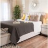 Twilight Fully Upholstered Fabric Wingback Queen Bed - Ivory - Image 4