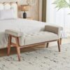 Elegant Tufted Ottoman - Beige / Brown - Image 2