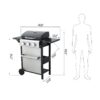 3 Burner Propane Gas Bbq Grill, 25650Btu Output With Wire Enamel Cooking Grids For Outdoor Barbecue, Foldable Side Table, Stainless Steel - Black / Silver - Image 3