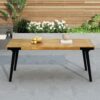 Acacia Wood Patio Dining Table, 69"L Rectangle Outdoor Table - Teak / Black - Image 7