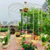Metal Garden Arch Iron Garden Arbors Gazebo Dia High Birdcage Shape Pergola Pavilion For Wedding Ceremony - Cream White - Image 5