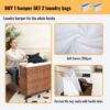 Laundry Hamper With Lid PE Rattan Powder Coating Frame Clothes Hampers With 2 Removable Bags, Wheels, 160L - Brown - Image 31