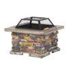 Outdoor Wood Bruning Magnesium Oxide Fire Pit With Lid - Natural Gray - Image 2