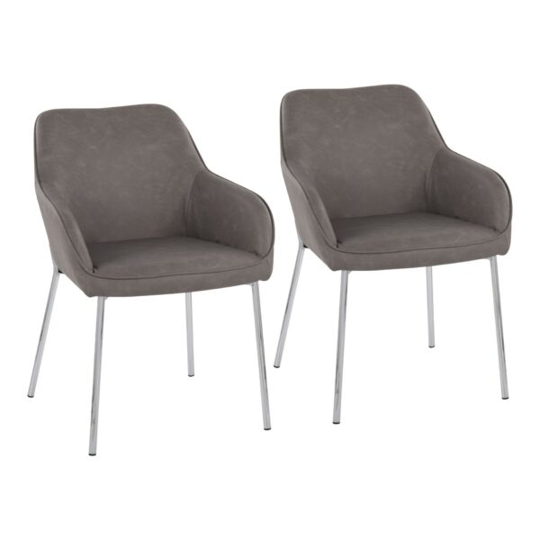 Daniella - Contemporary Dining Chair (Set of 2) - Chrome / Gray