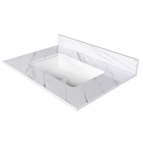 Carrara Marble Design Elegant Bathroom Vanity Top With Undermount Sink - White