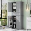 Bathroom Storage Cabinet With Multi Functional Storage Space, Material, Adjustable Shelf, Slide Rail Drawer - Gray - Image 6