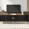 Modern TV Stand For TVs Up To 80", Entertainment Center With 4 Drawers And 1 Cabinet, Wood TV Console Table With Handles For Living Room - Black - Image 5