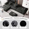 Modern Oversized Modular Sectional Sofa, Sparkling Fabric Soft Cushion Sofa With 6 Pillows, 6 Pieces Diy Combination Tufted Sofa, No Assembly Required - Black - Image 16