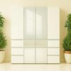 Elise - Modular Wood Closet System With Mirror In Durable Melamine And Wood Customizable Storage - White - Image 3