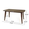 5 Piece Mid Century Dining Set With Walnut Frame, Upholstered Dining Chairs - Light Beige / Walnut - Image 4