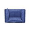 Modern Club Chair With Textured Upholstery And Pillow Accents - Navy Blue - Image 9