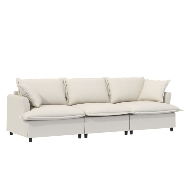 3 Seat Sofa Module For Modular Sectional Wide Seat Cloud Couch With Throw Pillows Upholstered - Beige