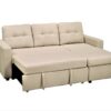 Convertible L Shaped Sectional Sleeper Sofa Bed, Saving Pull Out Couch - Beige - Image 4