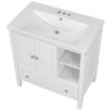 Bathroom Vanity With Sink, Bathroom Storage Cabinet With Doors And Drawers, Solid Wood Frame, Ceramic Sink - White - Image 16