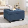 Isabella - Elegant Ottoman With Storage Functionality - Navy Blue Fabric - Image 4