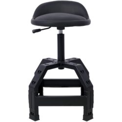 Pneumatic 360 Degree Swivel Stool, Mechanics Rolling Creeper Seat, Heavy Duty Mechanics Stool - Black