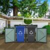 Garbage Bin Shed Stores 2 Trash Cans Metal Outdoor Bin Shed For Garbage Storage, Stainless Galvanized Steel, Bin Shed For Garden Yard Lawn - Charcoal - Image 2
