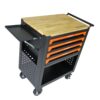 4 Drawers Multifunctional Tool Cart With Wheels And Wooden Top - Orange - Image 5