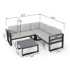 Dursley - Outdoor Aluminum V Shape Sofa Sectional - Beige / Gray - Image 3